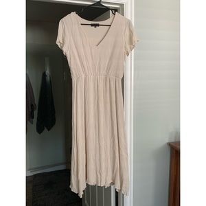 Roolee V-neck Midi Dress in Cream